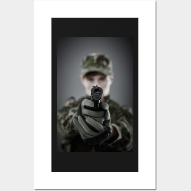 Military guy shooting Wall Art by naturalis